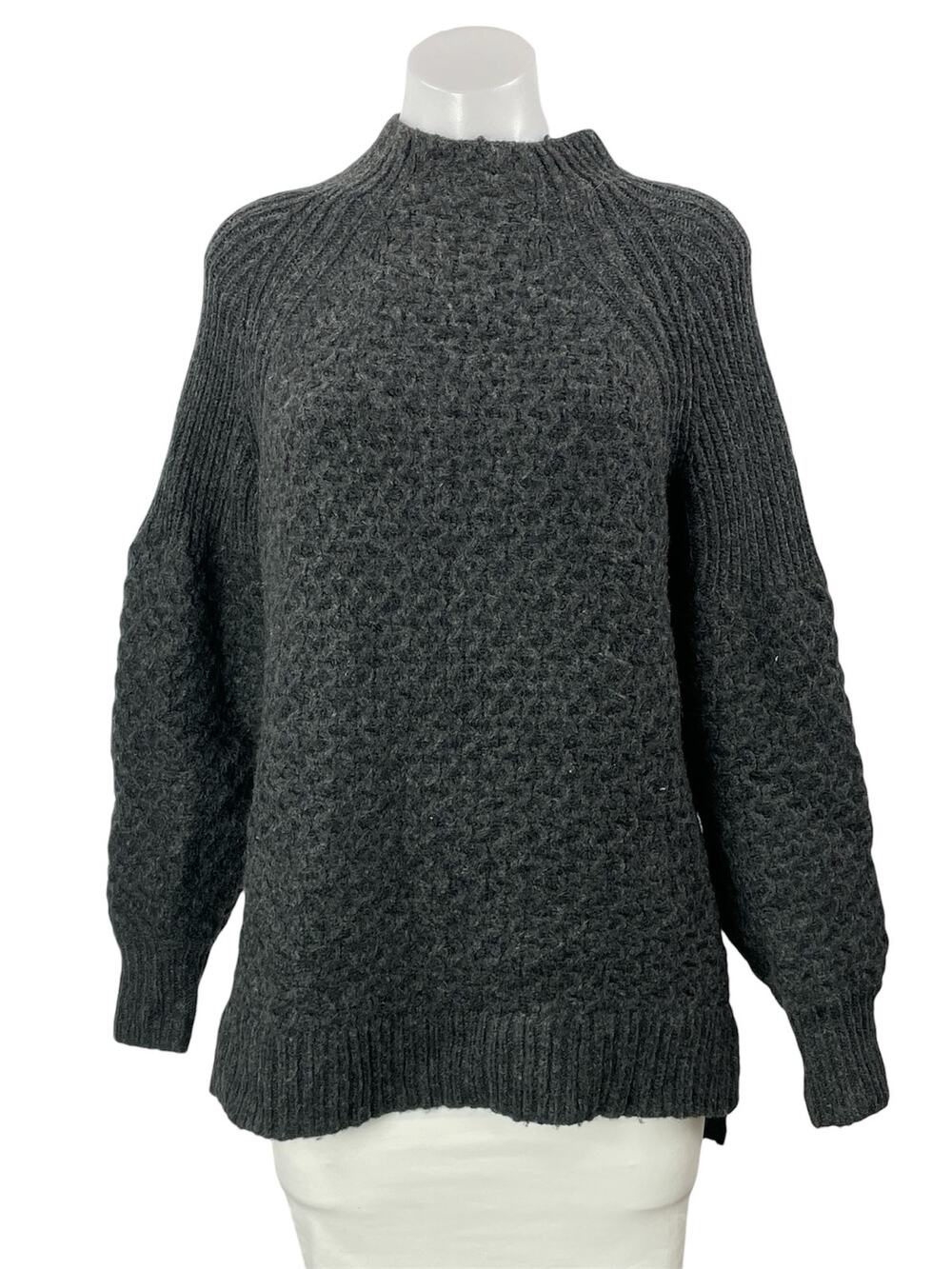 Anthropologie Women's Black Mock Neck Long Sleeve Knit Relaxed Sweater Top M